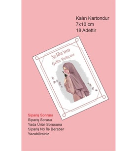 Gelin Bohçası Kartları, Tesettürlü Gelin Çeyiz Bohça Kartı  18 Adet