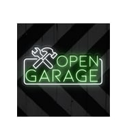 OPEN GARAGE Yazılı ve Şekilli Neon Tabela