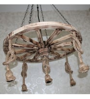 Otantik Çarşı Ahşap Halatlı Teker Avize 80 cm. 5'li