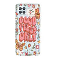 Oppo Reno 4 Lite Uyumlu Good Vibes Only Desenli Şeffaf Telefon Kılıfı