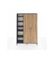Arges Dolap 7 Raflı 2 Kapaklı Tek Askılı 132x30x195 Antrasit-Çam/Antrasit