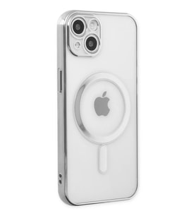 Durukar® iPhone 14 Plus Kılıf Magneticsafe Lazer Silikon - Gümüş