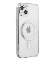 Durukar® iPhone 14 Plus Kılıf Magneticsafe Lazer Silikon - Gümüş