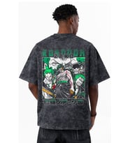 Roronoa Zoro One Piece Anime Baskılı Unisex Oversize Eskitme Yıkamalı Tişört