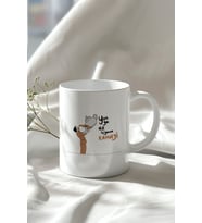 Kahve Sevgisi Temalı 330ml Baskılı Beyaz Seramik Kupa Bardak