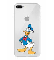 Apple iPhone 8 Plus Uyumlu Kamera Korumalı Tıpalı Kapak Donald Duck TasarımlıŞeffaf Kılıf