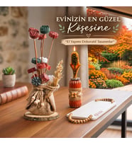 Evinizin En Güzel Köşesine 6 Parça Dekoratif Set Mumluk, Alçı Vazo, Çiçek Aranjmanı ve Tepsi – El Yapımı