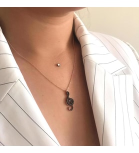Rose Kaplama Melodi Gümüş Kolye (Karışık)
