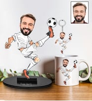 Kişiye Özel Futbolcu Tasarımlı Karikatür Biblo Anahtarlık Ve Kupa Hediye Seti 116