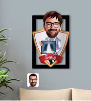 BK Gift Kişiye Özel İsimli Erkek Radyolojist Karikatürlü 3D Ahşap Tablo-1