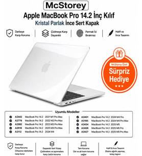 MacBook Pro 14.2 İnç Kılıf A2442 A2779 A2918 A2992 A3112 A3401 A3185 A3434 A3426 A3427 Uyumlu Kristal Parlak Şeffaf Sert Kapak Hard Case İnce Koruyucu Şeffaf