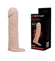 Pretty Love 5 Cm Dolgulu Realistik Uzatmalı Penis Kılıfı Dildo Ten Rengi Penis