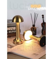 LED CT-8429 Mantar Gold Şarjlı Dokunmatik 3 Renk Ayarlanabilir Masa Lambası
