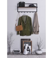Lyla Concept Lina Aksesuar Raflı Askılık,Portmanto (63  cm -6 Askı) (Meşe)