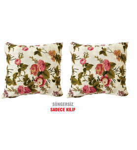 Kırlent Yastık Kılıfı Vip Yastık Kılıfı 2 ADET-43x43 CM(İNGİLİZ GÜLÜ)