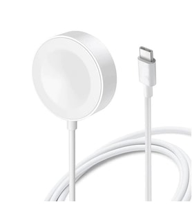 Apple Watch SE/7/6/5/4/3/2/1 Serileri İçin 1Metre Bir Ucu Type-C Bir Ucu Wireless Hızlı Şarj Kablosu (Beyaz)