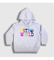 Presmono Unisex Çocuk Beyaz Astroworld V2 Travis Scott Kapüşonlu Sweatshirt 44103tt (Beyaz)