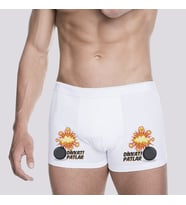 Dikkat Patlar Yazılı Erkeğe Hediye Eğlenceli Boxer
