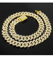 Chavin 12 mm. Gold Kalın 60 cm. Taşlı Alloy Erkek Zincir eu77sr