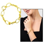 Gold Renk Halka Geçişli Halloy Model 925 Ayar Gümüş Kadın Bileklik