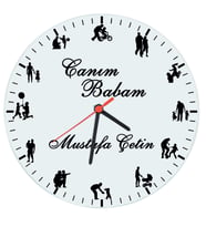 Biresimden Babalar Günü Hediyesi Canım Babam İsimli Cam Duvar Saati