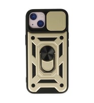 iPhone 14 Kılıf Pars Lens Yüzüklü Silikon - Gold