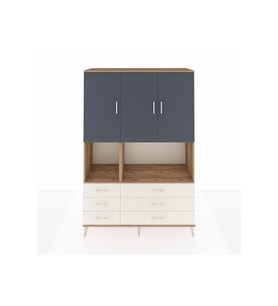 Hyperion Dolap 6 Raflı 6 Çekmeceli 3 Kapaklı 132x44x195 Çam-Antrasit/Aytaşı