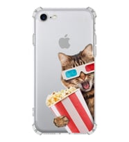 PrintiFy Apple iPhone 7 Uyumlu Kedi 1 Baskılı Şeffaf Köşe Korumalı Antişok Kılıf