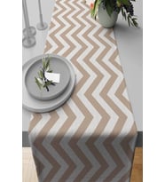 Bej Zigzag Desenli Premium Masa Örtüsü Runner RNR139