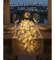 Yaprak Şekilli Gümüş Led Işık Pilli Dekoratif Aydınlatma