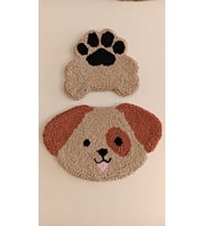 Punch Needle Köpek Gözlük Tutucu ve Bardak Altlığı Seti