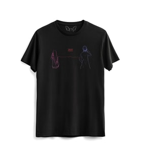Steins;Gate Neon Baskılı Siyah Tshirt