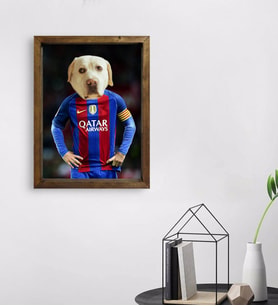 Evcil Dostlara Özel Futbolcu Tasarımlı Portre Doğal Masif Ahşap Çerçeveli Tablo 45x65cm-3