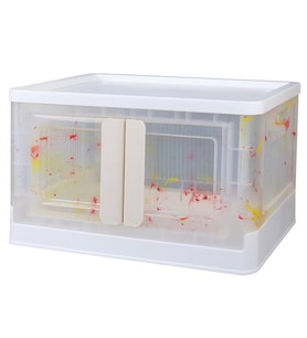 SN-25883 72L Katlanabilir Plastik Saklama Kutusu Renkli Kapaklı Tekerlekli 40x64x37cm