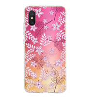 Xiaomi Mi 8 Pro Uyumlu Kapak Floral Pudra Tasarımlı Şeffaf Silikon Kılıf