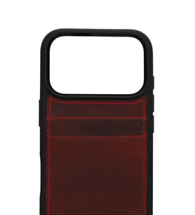 Retro Kartlıklı Premium Deri Kılıf iPhone 17 Pro Max Rustik Bordo