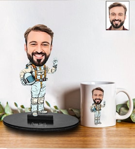 Kişiye Özel Astronot Tasarımlı Karikatür Biblo Ve Kupa Hediye Seti 150
