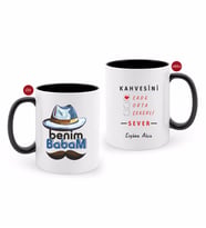 BK Gift Kişiye Özel Benim Babam Tasarımlı Siyah Beyaz Kupa Bardak-1