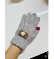 KİTTİ 25240-04 KIZ ÇOCUK ÖRME TRİKO ELDİVEN 9-12 YAŞ (Gri)