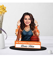 Kişiye Özel Kadın Basketbolcuya Hediye Karikatürlü Biblo