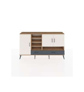 Arges Konsol 8 Raflı 2 Çekmeceli 3 Kapaklı 176x30x99 Çam-Aytaşı/Antrasit