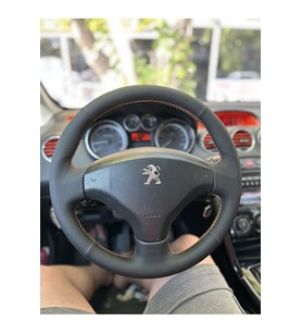 Peugeot 308 2011 Araca Özel Direksiyon Kılıfı (NOKTA DÜZ TURUNCU İP)