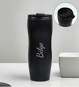 Kişiye Özel Klasik Model 400 ML Siyah Çelik Termos