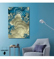 Tekli Dikey Kanvas Tablo Turkuaz Gold Soyut Desen