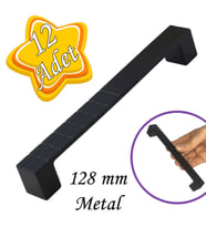 12 Adet Bihter Desenli Kulp 128 mm Siyah Mutfak Kulpu Çekmece Dolap Kapak Kulbu Metal  Mobilya Dolabı