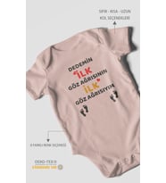 Dedemin İlk Göz Ağrısıyım Baskılı Bebek Zıbını – Çıtçıtlı Body  %100 Pamuk Kısa Kol (Pastel Pembe)