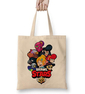 Brawl Stars Yıldızları 02 Bez Çanta Uzun Saplı
