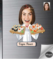 Kişiye Özel Ahcı Kadın Ahşap Magnet -2