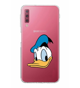 Samsung Galaxy A7 2018  Kamera Korumalı  Kapak Donald Duck Tasarımlı  Şeffaf Kılıf