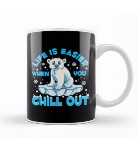 Life Is Easier When You Chill Out Polar Bear Pun Kupa Bardak Porselen